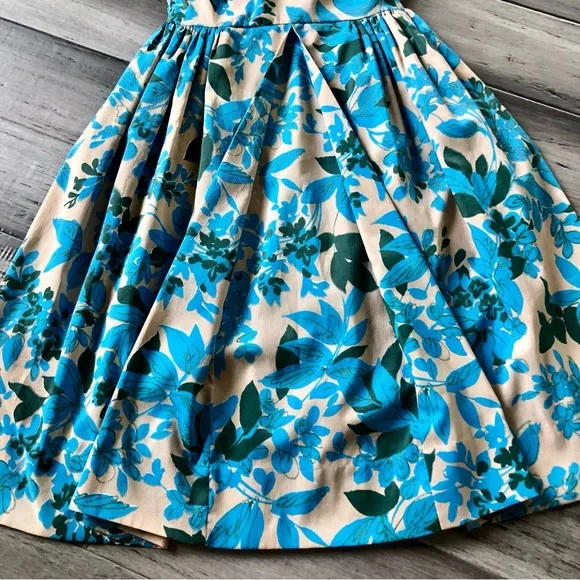 Vintage 1950's-60's Stacey Ames Pleated Neck Sleeveless Floral Sun Dress - Picture 5 of 16